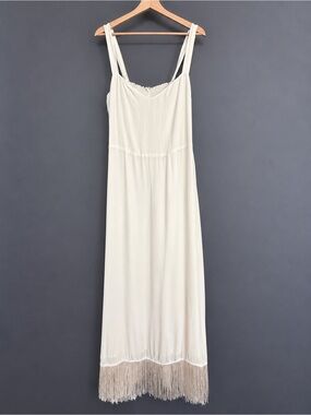 Reformation Ivory Fringe Maxi Dress NWT Size 12